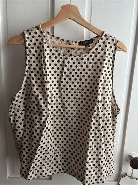 J. Crew Linen Sleeveless Polka Dot Tank Top